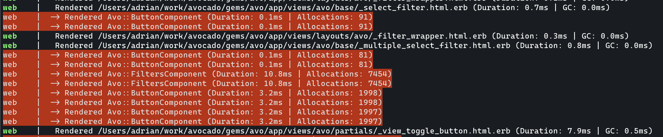 View Component logging