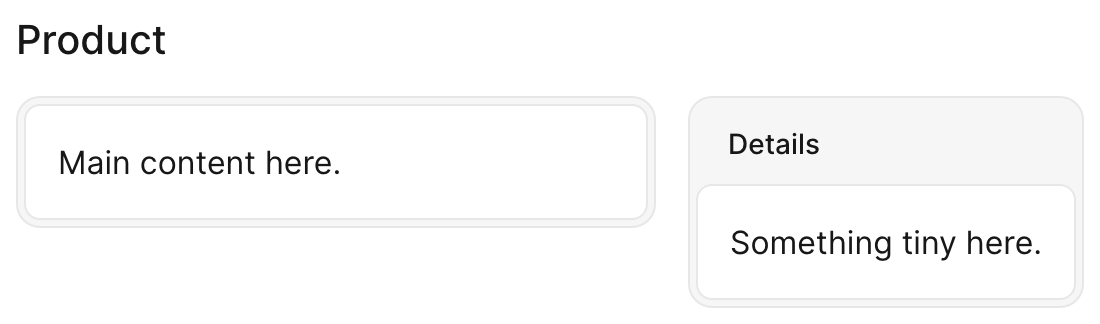 Panel with a main card body on the start side and a narrower sidebar on the end side