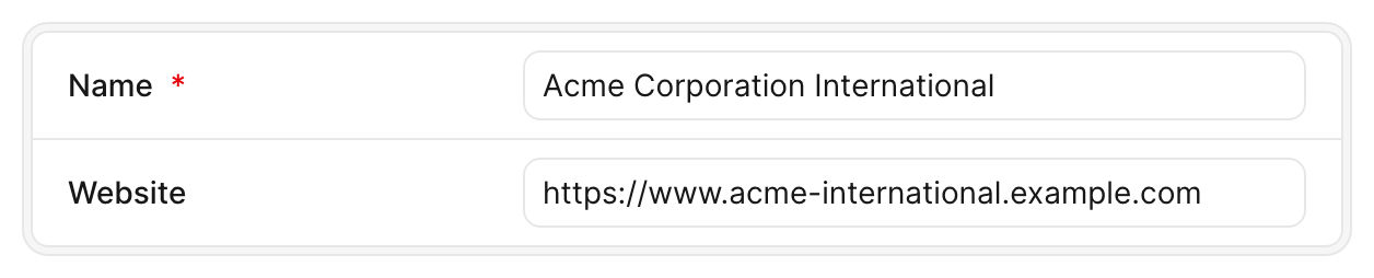 An Avo Edit form text field whose label has a red asterisk marking it as required.