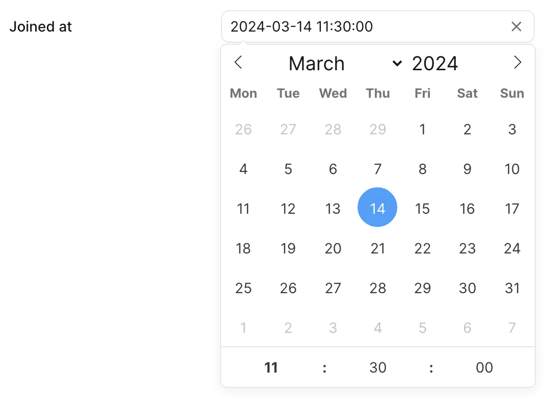 DateTime field