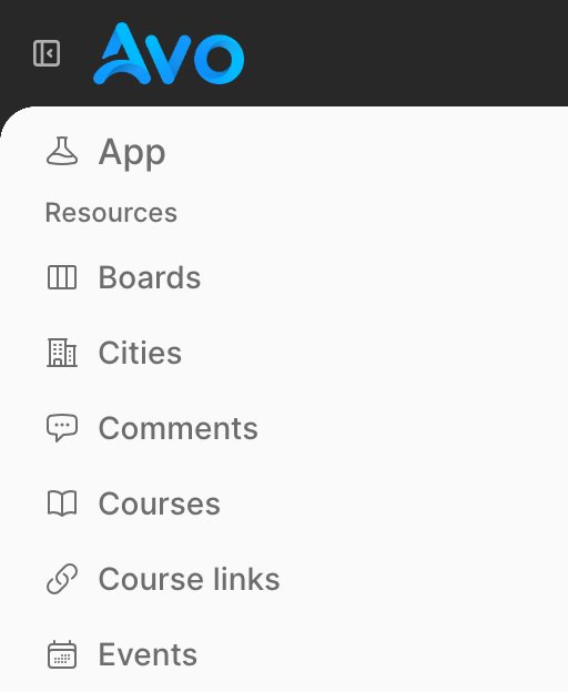 Avo menu editor