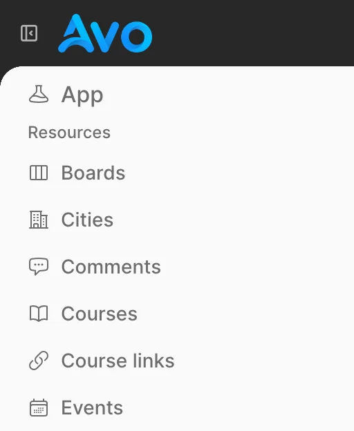 Avo menu editor