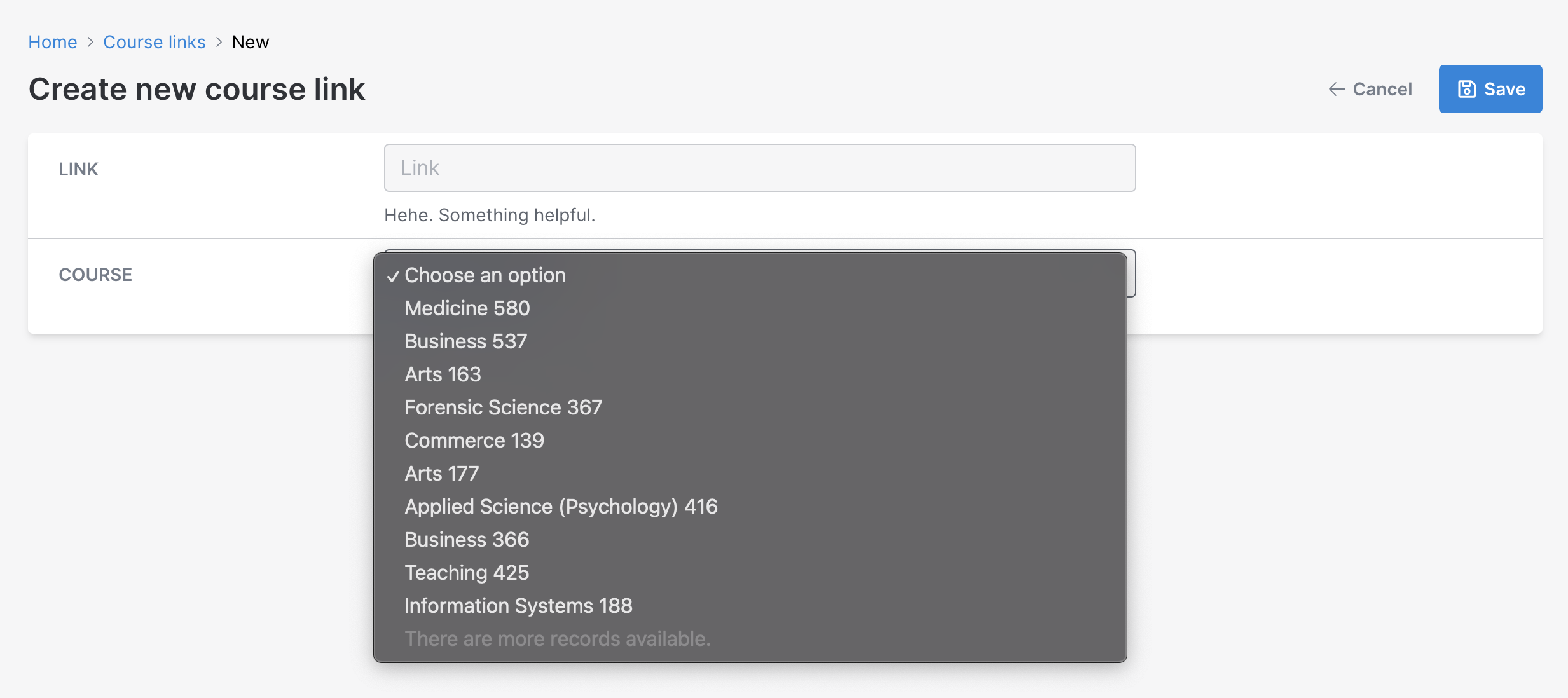 Associations lookup list limit configuration