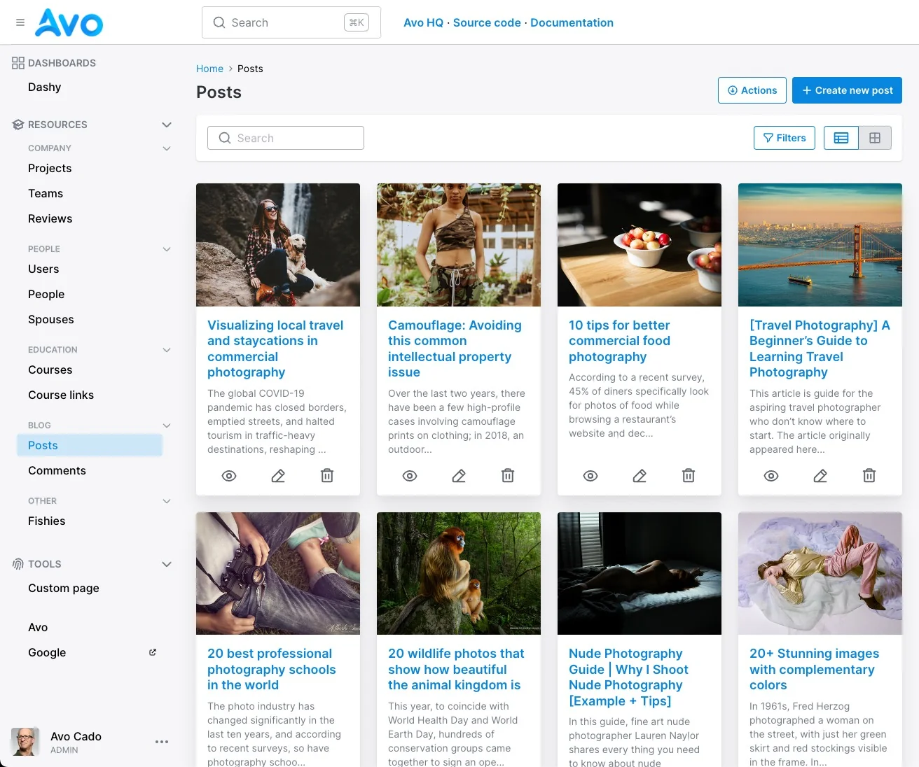 Grid view